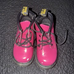 Dr. Martens Brooklee Kids Combat Boot Pink Patent Leather Lace-Up Zipper Size 5