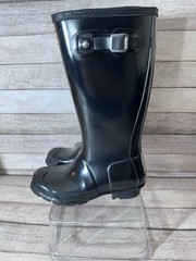 Hunter Kids Rain Boots Gloss Black Size 1 Boys 2 Girls