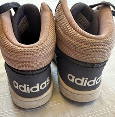 Adidas Hoops 2.0 Mid High Tops Kids Shoes Purple Pink 2 2Y Basketball Sneakers