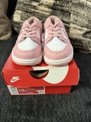 USED Dunk Low White/Pink Glaze HV0929-100 Toddler Shoes Size 10C