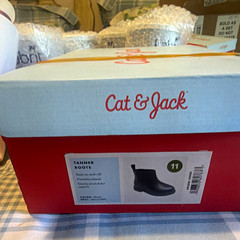 Cat & Jack Tanner Black Pull-On Chelsea Ankle Boots Unisex Kids US 11