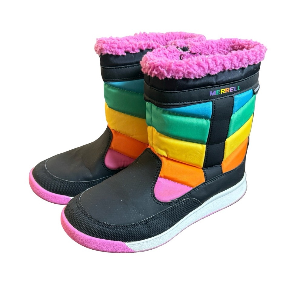 Merrell Alpine Puffer Waterproof Boots Kids 3M Multicolor Rainbow Winter Shoes