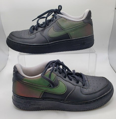 Nike Air Force 1 Low LV8GS Reflective Black/ Green Sneakers Size 4.5Y Youth
