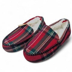 Gymboree BOYS Size 11-12 Plaid Mocassin Style Slippers Gymmies Holiday NWT