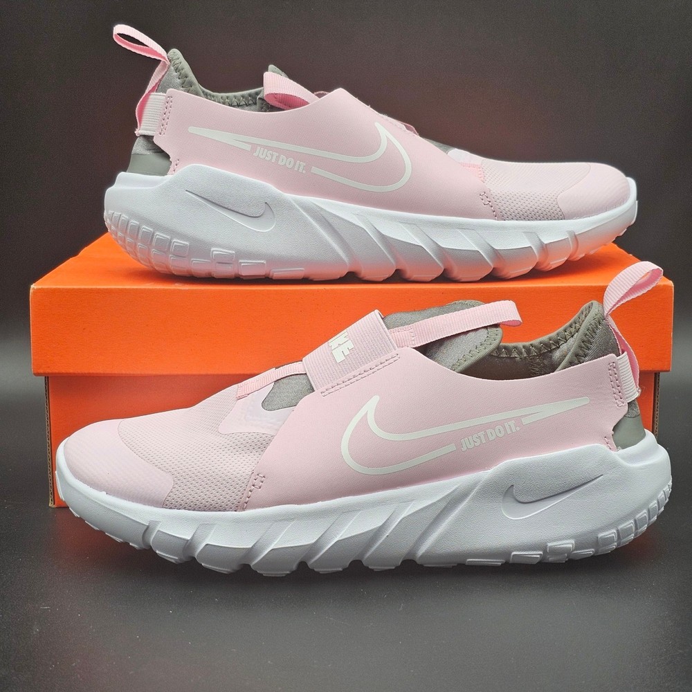 Nike Flex Runner 2 GS Pink Foam White Flat Pewter Slip On Sneakers DJ6038-600 7Y
