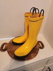 Lands‘ End Kids‘ Wellies Pull On Splash Rubber Rain Boots Yellow Size Y 3