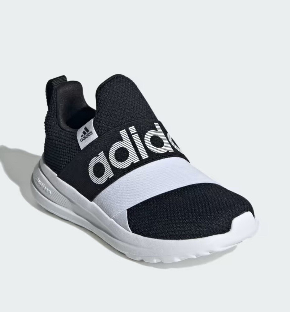 ADIDAS SLIP-ON SNEAKERS LITE RACER ADAPT 6.0 SHOES KIDS Sz 10.5 Black White NEW