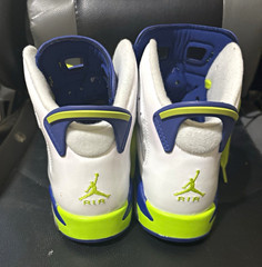 Jordan Unisex Kids High Top Lace-Up Sneakers Size 7 White Blue Green Colorblock