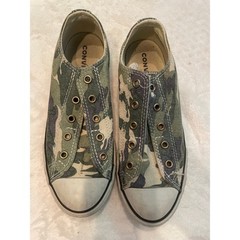 CONVERSE Chuck Taylor All Star Camo Slip On Sneaker Youth 3 Laceless Shoes Green