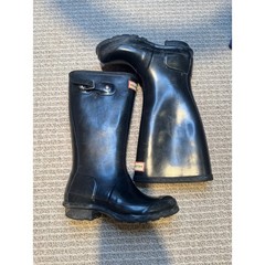 Hunter Kids Original First Classic Rain Boots Black Matte Waterproof 13/1 2G