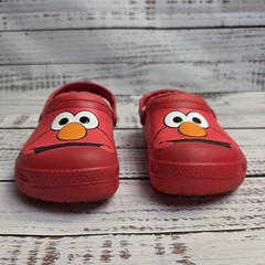 Crocs Juniors Size 1 Red Elmo Face Slip On Plush Lined Clog Shoes Sesame Street