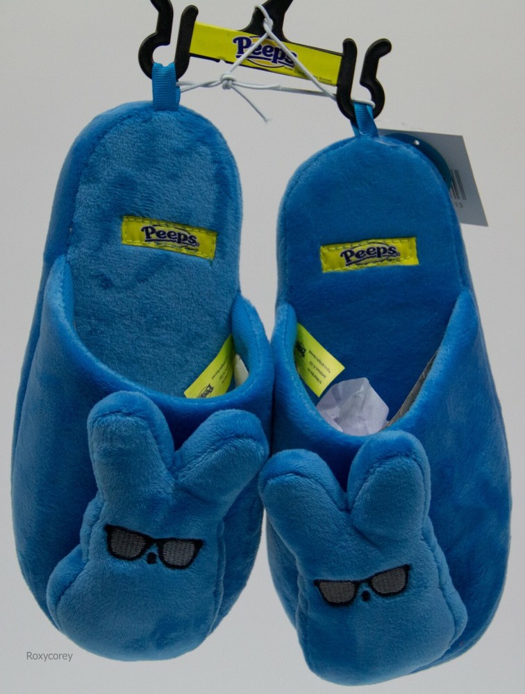 Just Born Peeps Child Kids Blue Bunny Rabbit Soft Slippers Size Small NWT