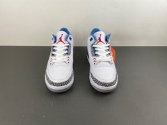 Nike Air Jordan 3 Retro Kids 9.5 White/Blue Elephant Print Leather Low Top