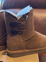 BearPaw Rosaline Youth Unisex Suede Wool Sheepskin Boot Sz 3 color Hickory II