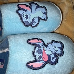 Disney Stitch Kids’ Blue Plush Slippers Size 2/3 | Fuzzy Slip-On House Shoe NWOT