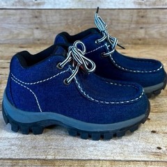 Redhawk Kids Denim Moc Toe Boots Dark Blue Lace Up Shoes Size 10.5