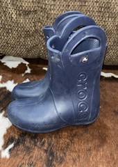 Crocs Kids Pull On Rain Boots Navy Blue 12803 US Size J3 (2776)
