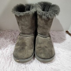 UGG Australia Bailey Bow II Gray Sheepskin Winter Boots Kids Youth S 1 See Pics