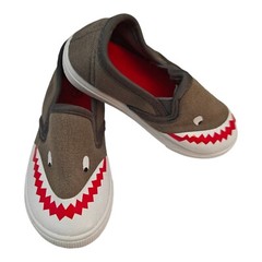 Cute Baby Shark Shoes Toddler Grey And White Sz 5