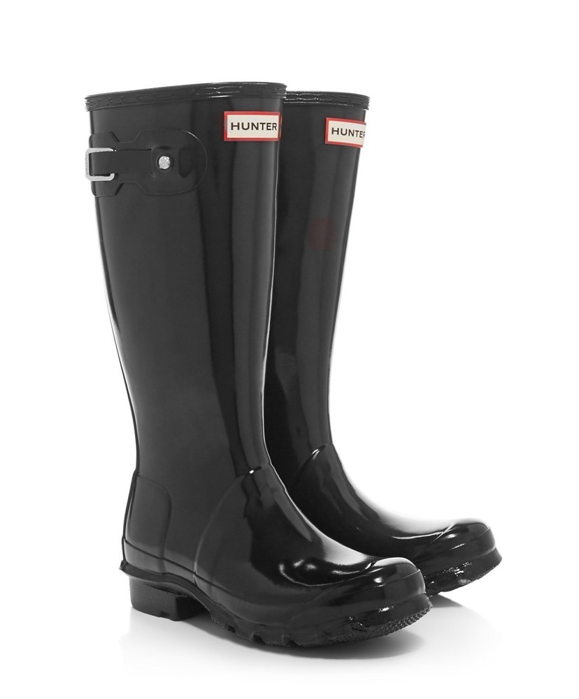 Hunter Kids Original Gloss Tall Rain Boots Big Kids 4 M / 5 F Black Waterproof