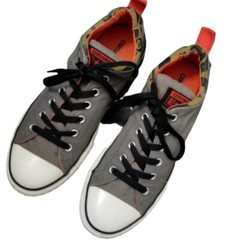 Converse Big Kid Unisex Grey Orange and Camo desigh Rare Low Lace Up Size 6