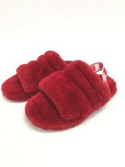 UGG Australia Kid’s Fluff Yeah Slide Slippers Shoes Ribbon Red 1098494K