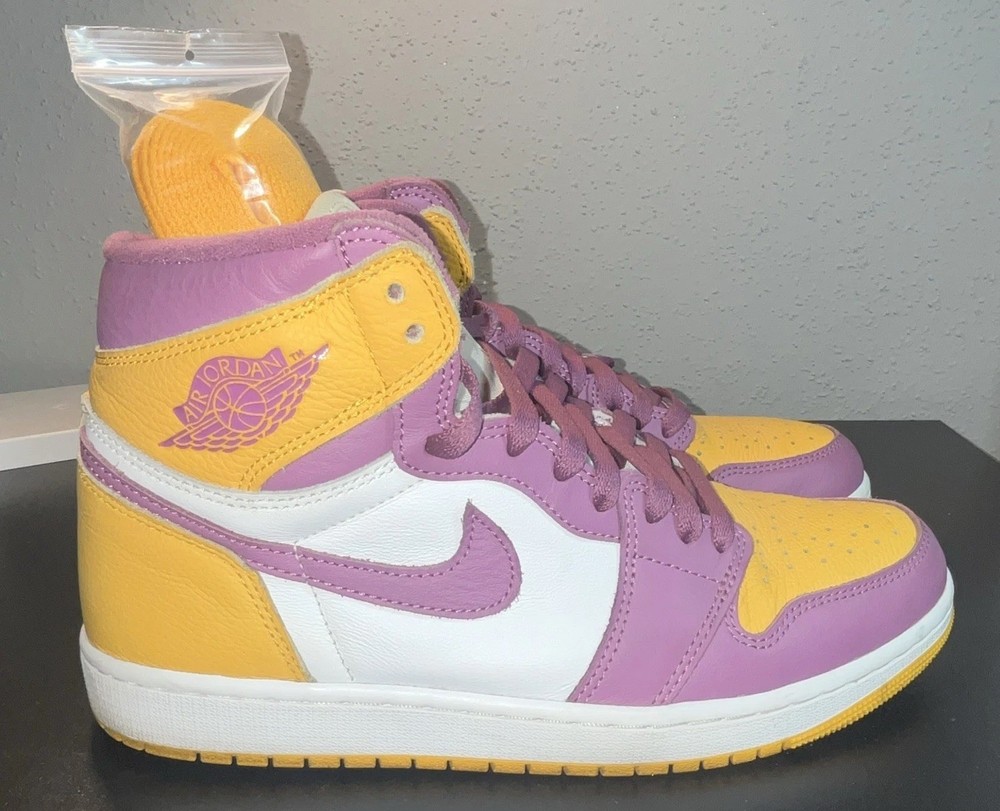 Air Jordan 1 Purple/Yellow/White Leather High Top Sneaker 9Men