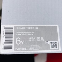 Size 6Y – Nike Air Force 1 Low Anthracite Reflective Silver (GS) *WORN*