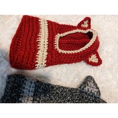 Set Of 2 Hand Knit Kids Pullover Hats With Ears