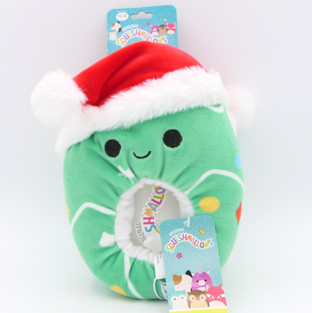 Original Squishmallows Carol The Christmas Tree Size 11-12 Youth Kids Slippers