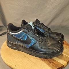 Nike Air Force 1 Black Blue Baby Dragon Scales Sneakers Size 5 Y