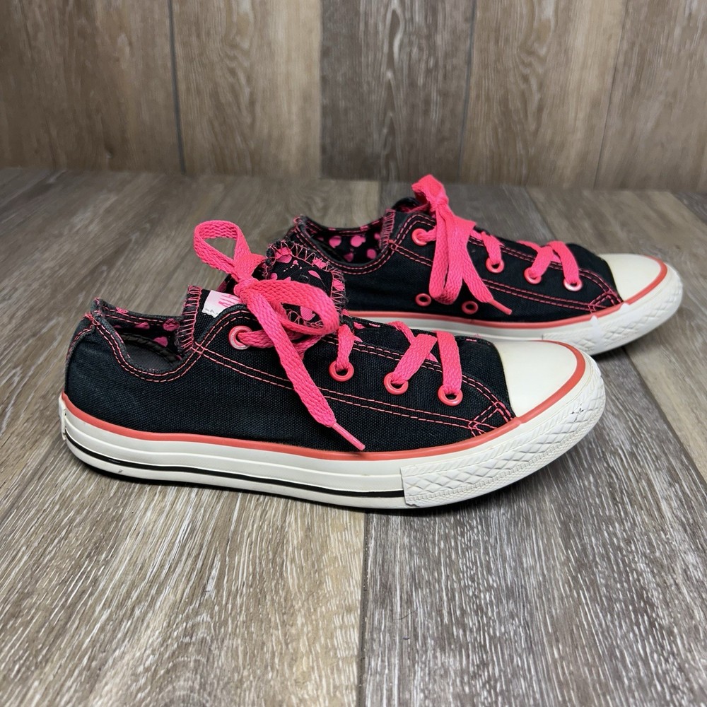 Converse Chuck Taylor All Star Double Tongue Sneakers Black Pink Youth US Size 3