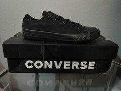 Converse Chuck Taylor All Star Low Top Black Canvas Lace-Up Kids US 2 314786F