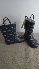 NEW Lone Cone Matte Blue Simple Sharks Kids 1 L Rain Boots