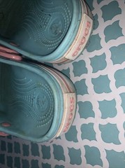 Crocs Crocband Clogs Ice Blue/White/Pink beach shoes J 2
