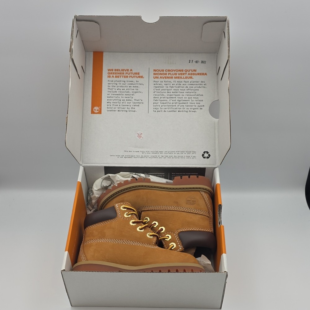 Timberland Premium 6 Inch Waterproof Boot Wheat Nubuck Kids Size 7 NIB