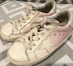 Golden Goose Unisex Kids White Pink Star Leather Sneakers Lace Up EU 25