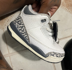 Jordan Air Jordan 3 Kids Sneaker White/Gray Elephant Print Leather US 8
