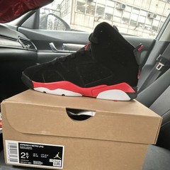 Jordan 6 Retro PS Black Red White High Top Kids Athletic Sneakers 2.5Y