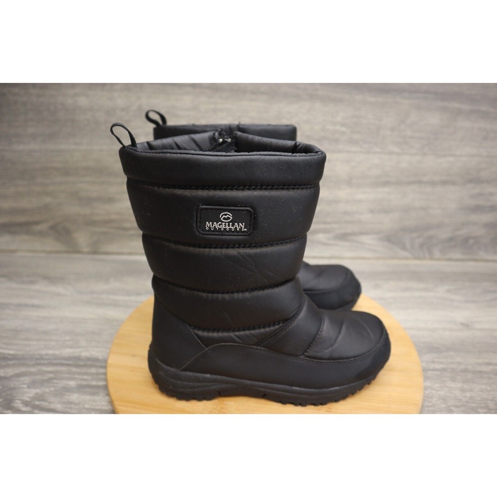 Magellan Shoe Youth Kids 3 Black Puffer Snow Outdoor Boots Zip Closure Pull On