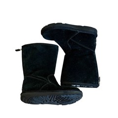 UGG Kids Classic Back Zip Black Suede Sheepskin Lined Boots Sz-10 #1103023K