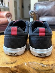 Vans Seldan Black Red Checkerboard Low Skate Shoes Women’s Size 8.5 / Youth 7
