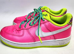 NIKE Air Force 1 Low Youth Size 3Y Pink Blast White Volt Shoes CW5766-600