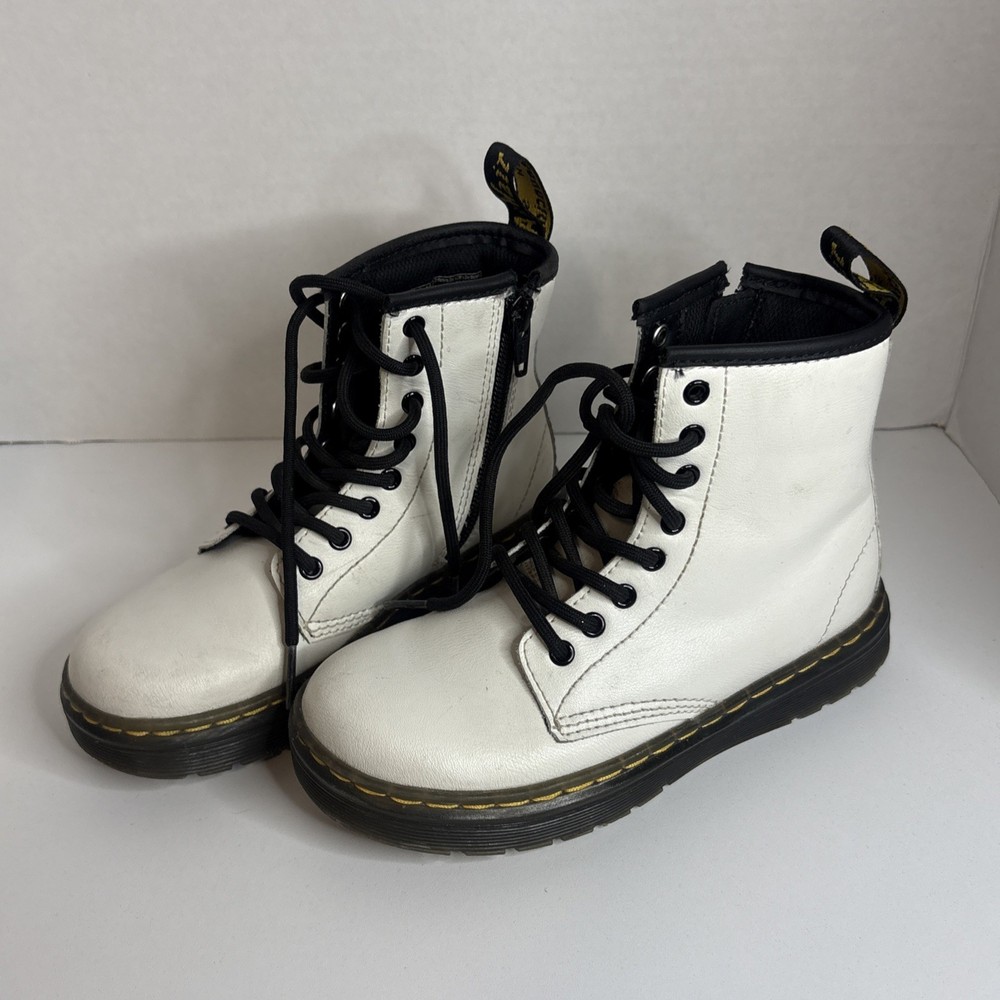 Dr Martens Kid’s Size 13 1460 J White Patent Leather Combat Boots