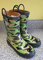 Western Chief Rain Boots Camo Army Print, Waterproof, Fabric Lined, Size 1