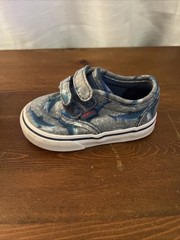 VANS Shark Print Slip Ons With Straps (no laces) Size 4