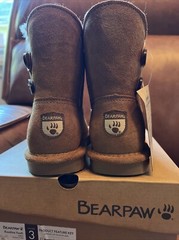 BearPaw Rosaline Youth Unisex Suede Wool Sheepskin Boot Sz 3 color Hickory II