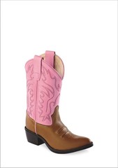 Old West Kid’s Cowboy Boot, 8139, Pink/Brown, Size 13.5