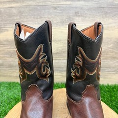 Magellan Outdoors Youth – Size 3 – Brown / Black Square Faux Cowboy Boots 167252
