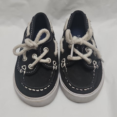 Nautica Navy/White Lace Up Boat Shoes Logo Accent Unisex Kids US 6 M